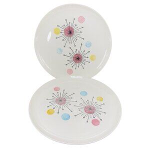 1957 STETSON China Rare Cosmic Stars Plate Dish 10.5inch Plates Set 2 Painted